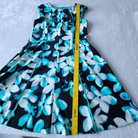 London Times Tea Dress Womens 16 Blue Floral Wedding Cocktail Office Party Work - Picture 9 of 15